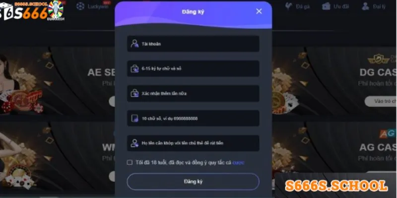 Hướng dẫn đăng ký tài khoản tại S666